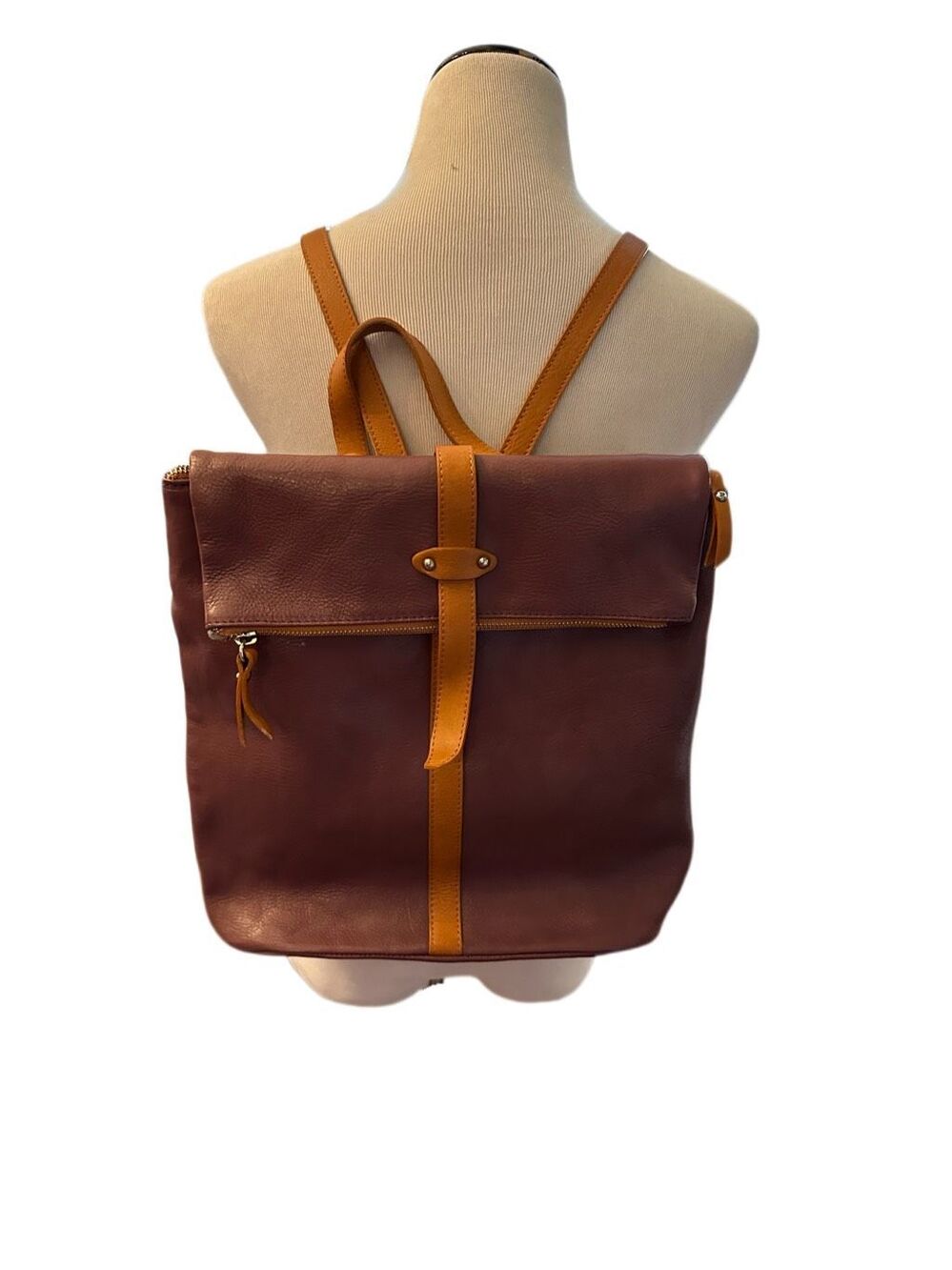 Valentina Italian Leather Purple and Tan Backpack